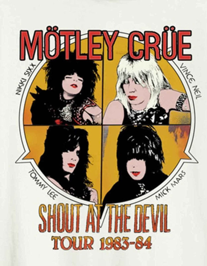 Amplified Motley Crue T Shirt Shout at The Devil Official Mens Vintage White - Small