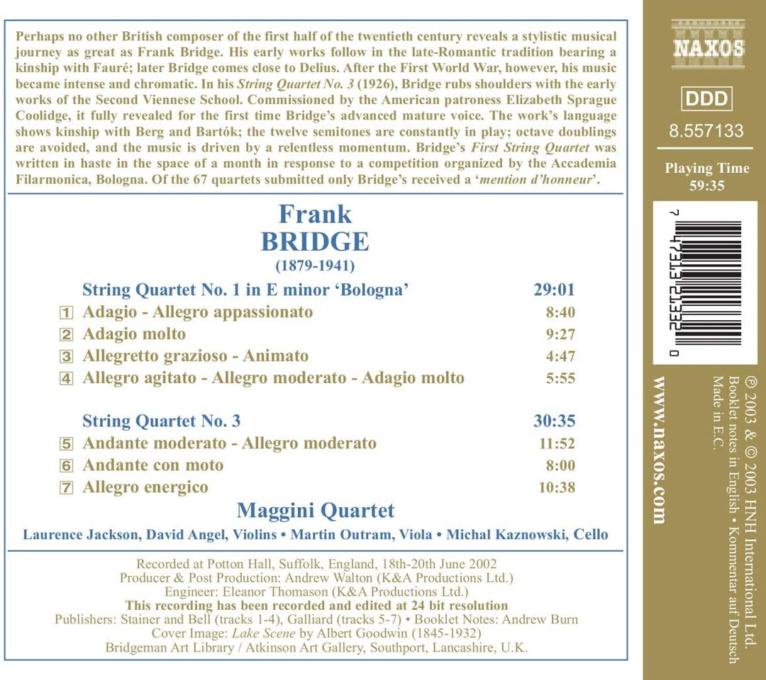 Bridge: String Quartets Nos. 1 and 3 [Audio CD]