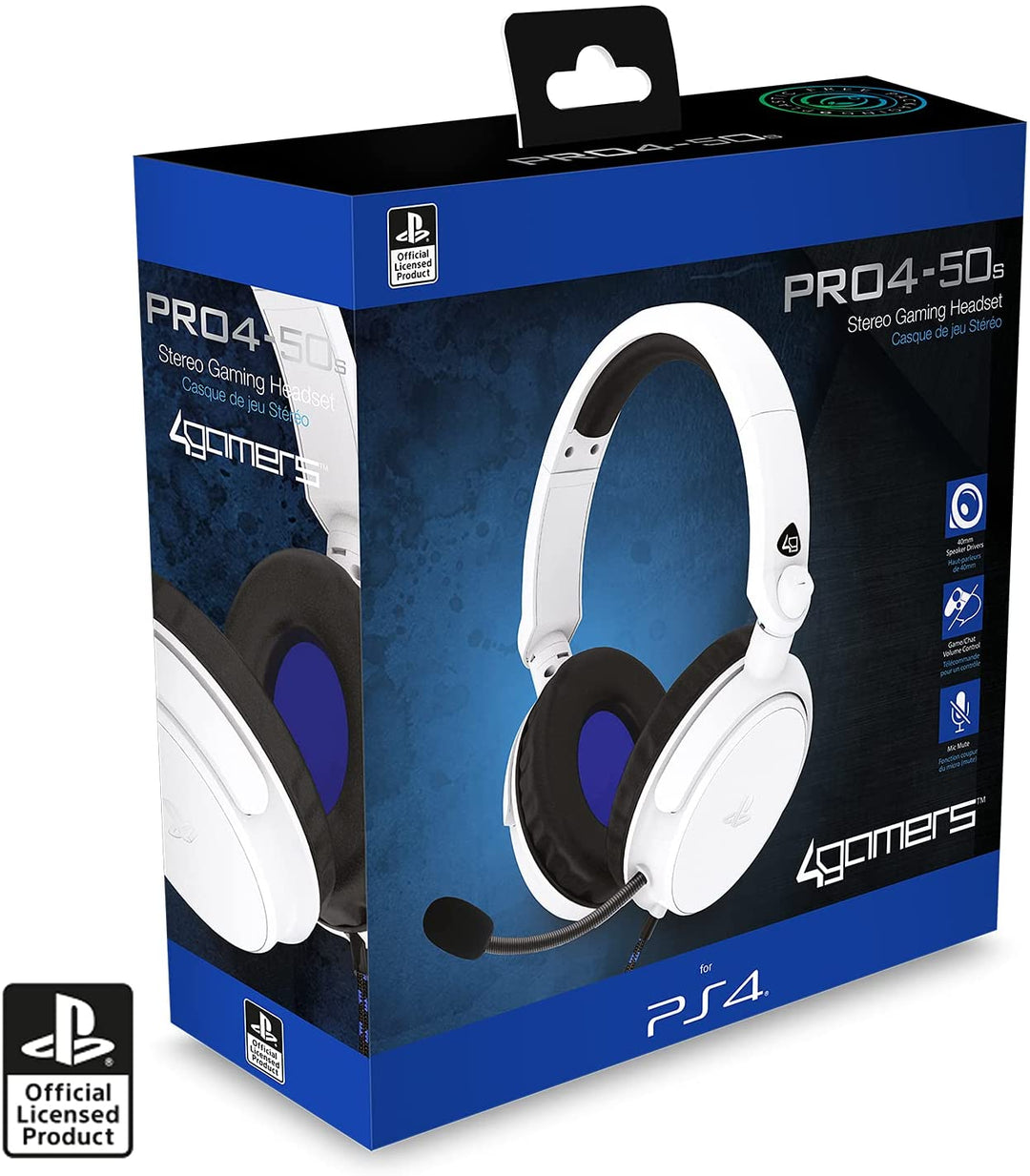 4Gamers PRO4-50s Officially Licensed Stereo Gaming Headset for PS4- White