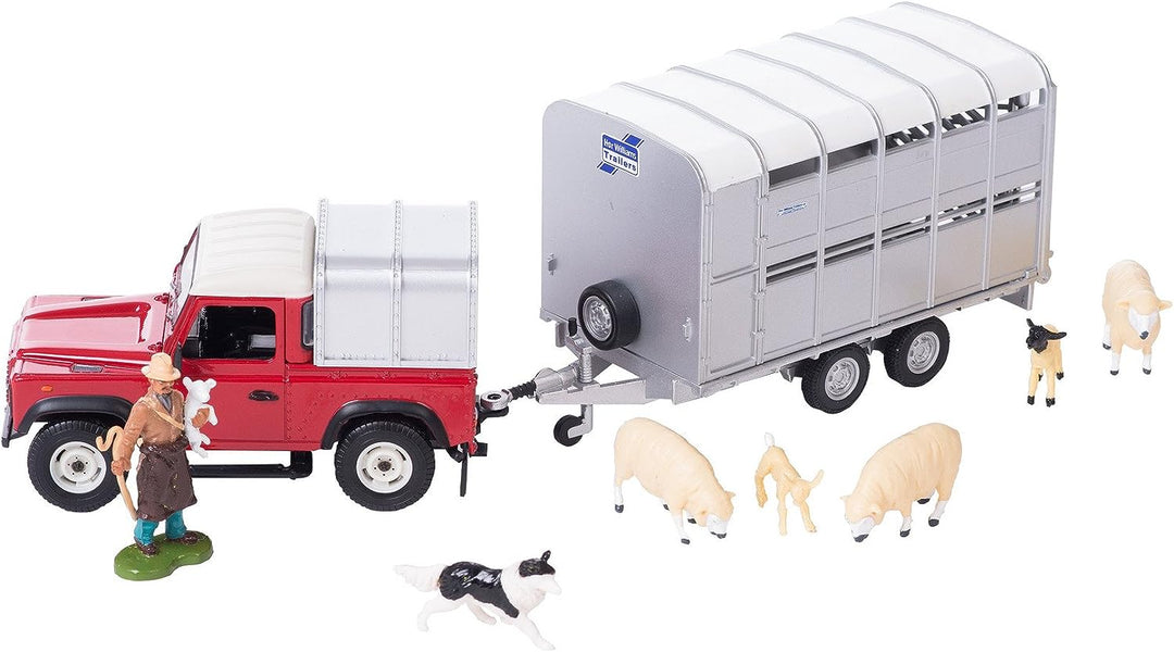 Britains Farm Animal Collection Sheep Farm Playset with Land Rover 90 and Trailer (43138A1)