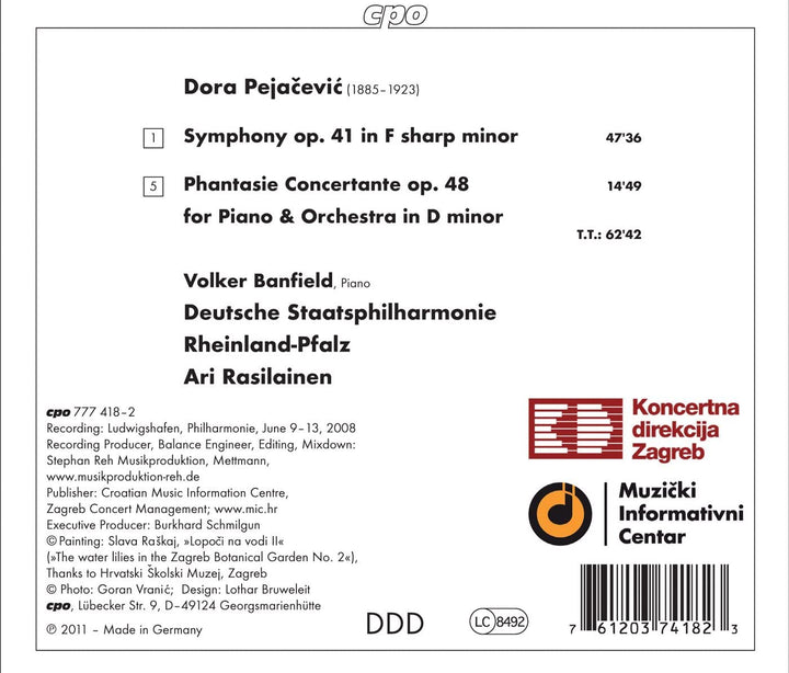 Pejacevic: Symphony Op. 41 In F Sharp Minor/ Phantasie Concertante [Audio CD]