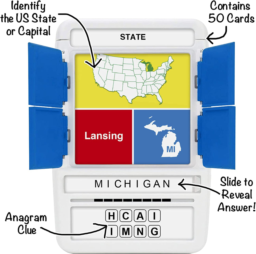 100 PICS US States And Capitals Game - USA Geography Flash Card Quiz, Pocket Puzzles