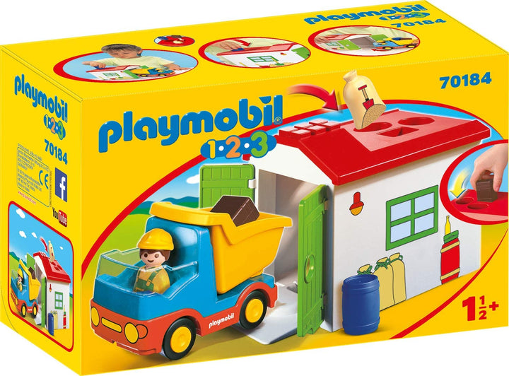 Playmobil 70184 1.2.3 Camion Poubelle pour Enfants 18 Mois+