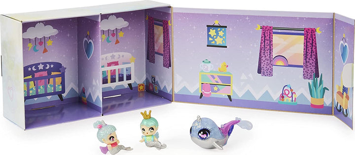 Hatchimals Pixies Riders, Shimmer Babies Baby Twins mit Gleiter und 4 Zubehör