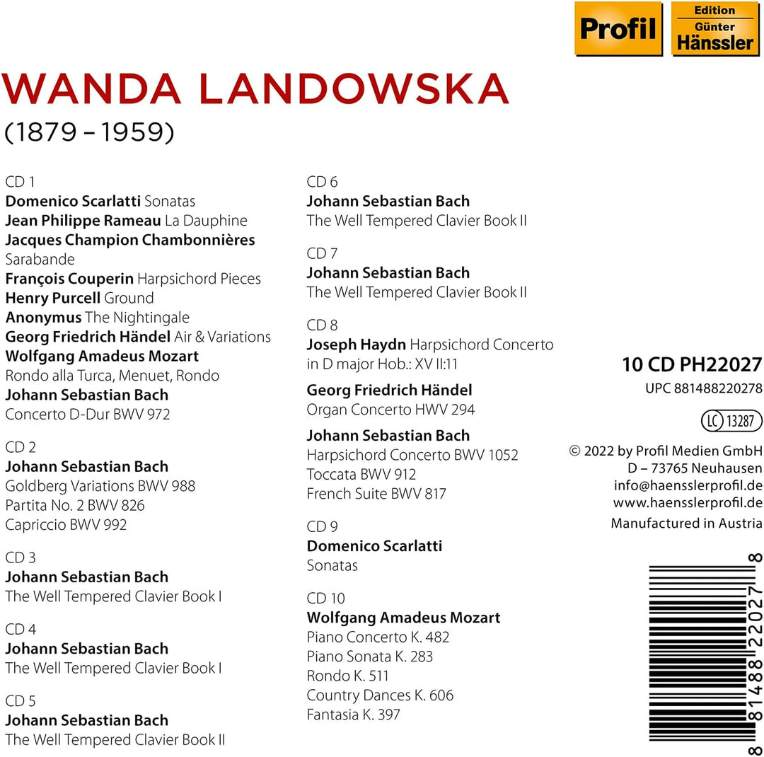 Wanda Landowska Plays [Audio CD]