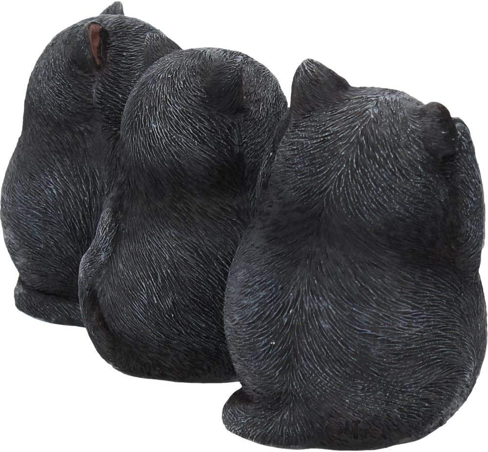 Nemesis Now Three Wise Fat Cats 8.5cm Figurine, Resin, Black