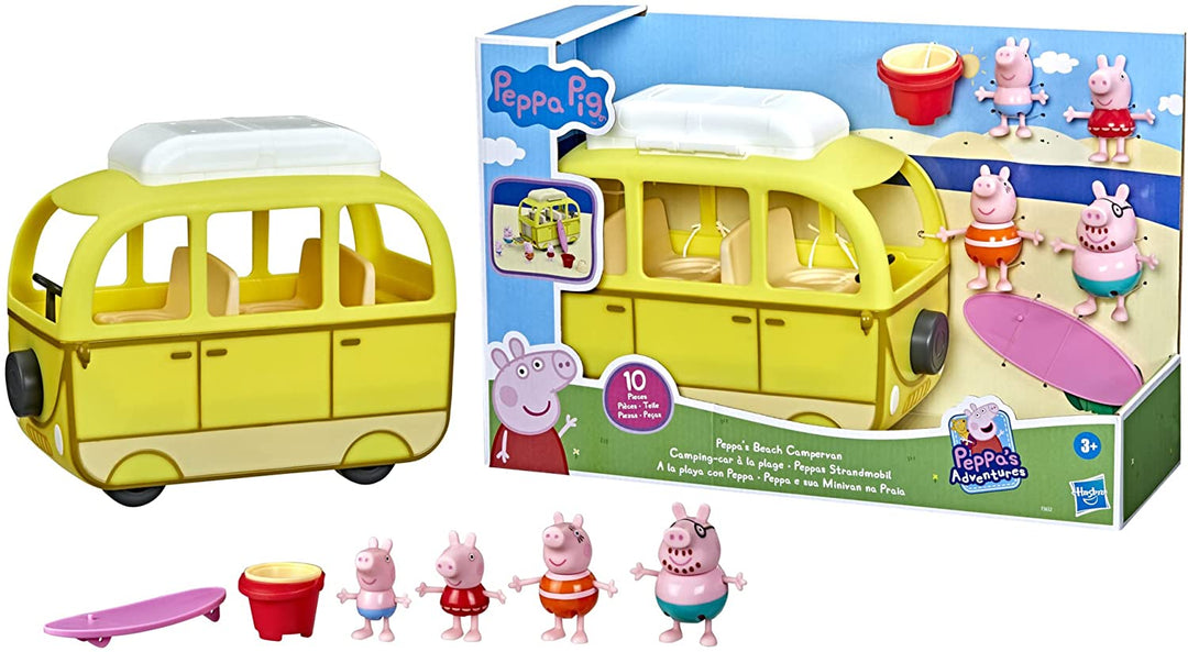Peppa Pig Peppa's Adventures Peppa's Beach Campervan Vehicle Vorschulspielzeug: 10 P