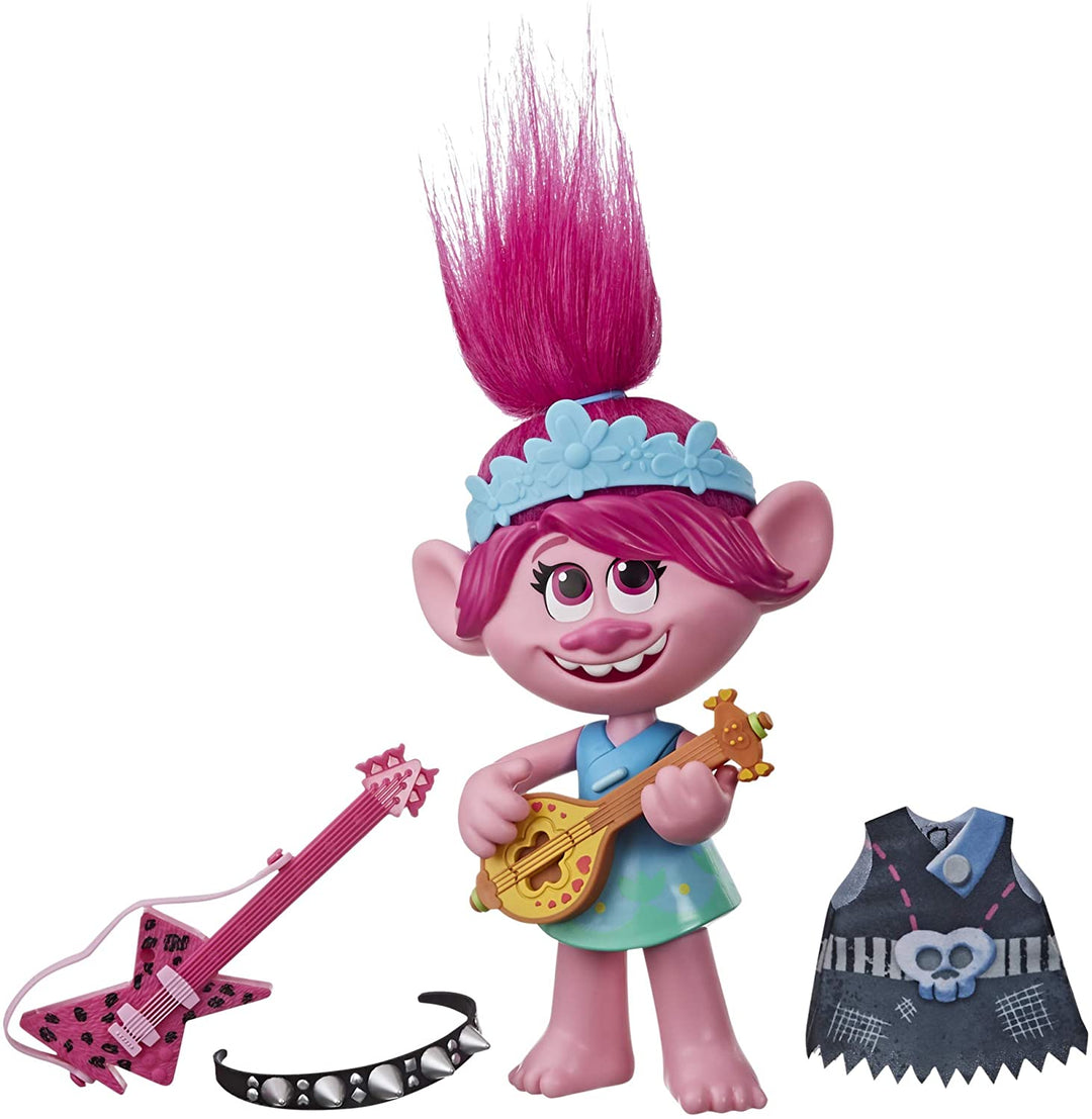 DreamWorks Trolls World Tour Pop-to-Rock Poppy Singing Doll mit 2 verschiedenen Looks und Sounds