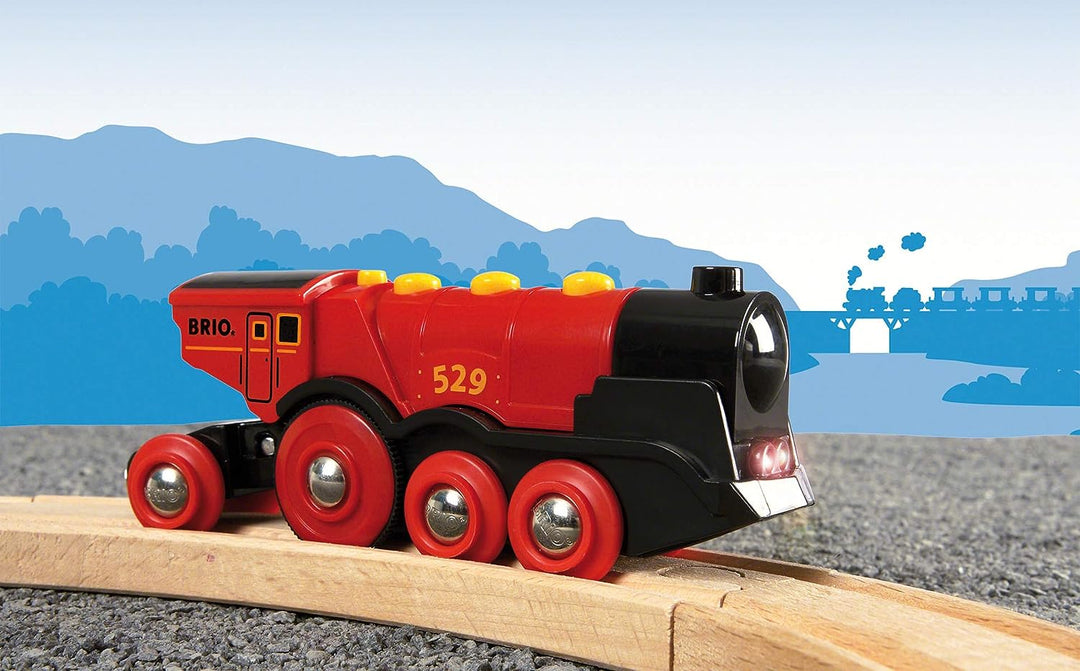 BRIO World Mighty Red Action Locomotive Battery Powered Train for Kids Age 3 Years Up - Compatible with all BRIO Railway Sets & Accessories