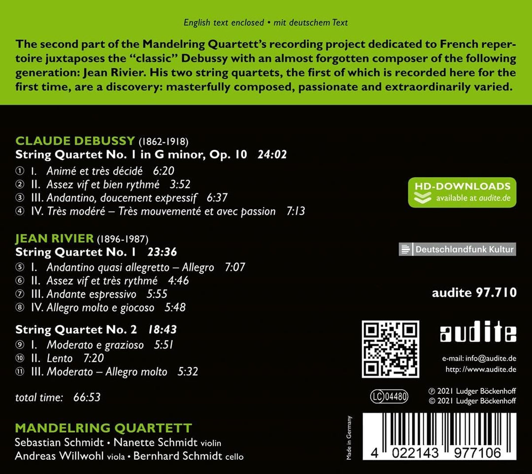 Mandelring Quartett - Debussy & Rivier: String Quartets [Audio CD]