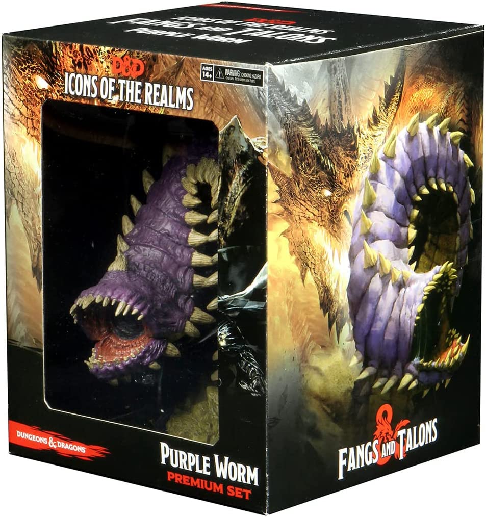 Wiz Kids | D&D Icons of the Realms Miniatures: Fangs and Talons- Purple Worm Premium Set