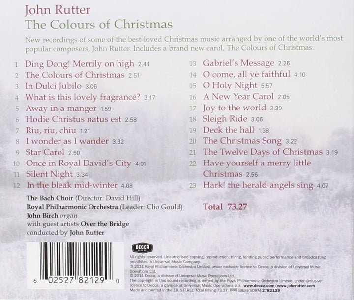 John Rutter - The Colours of Christmas - John Rutter Royal Philharmonic Orchestra The Bach Choir Over The Bridge [Audio CD]