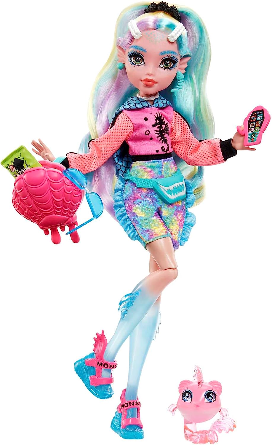 Monster High Doll, Lagoona Blue with Accessories and Pet Piranha, Posable Fashion Doll with Colorful Streaked Hair