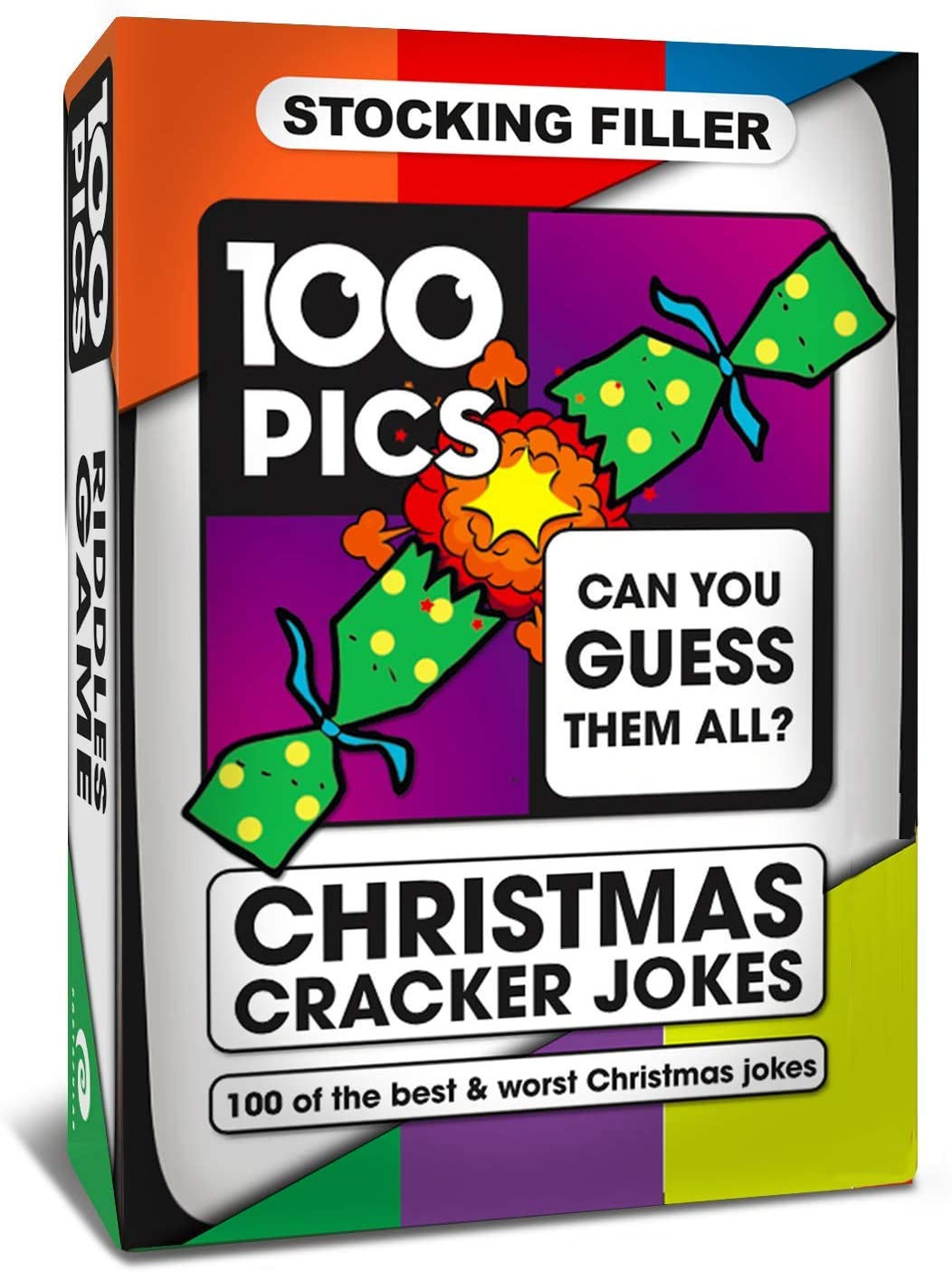 100 PICS Christmas Jokes Family Game - Secret Santa Stocking Fillers Gifts And Travel Card Games