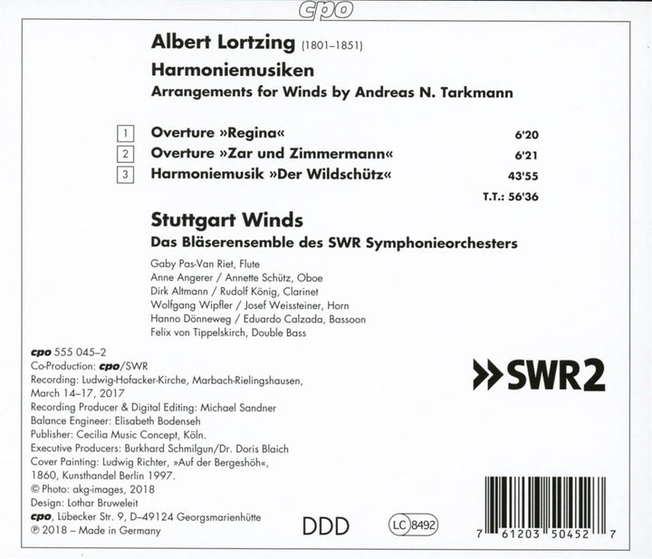 Lortzing: Der Wildschütz: Harmoniemusiken [Stuttgart Winds] [Cpo: 555045-2] [Audio CD]