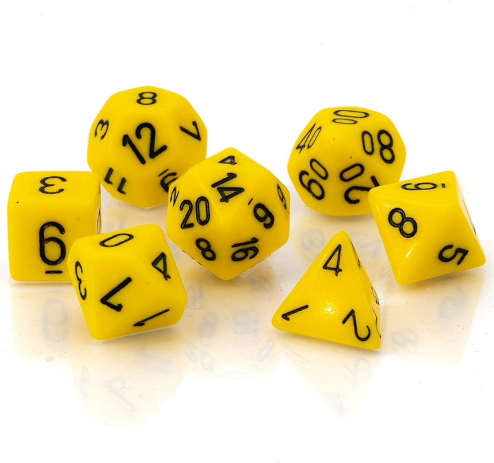 Chessex CHX25402 Dice - Opaque: 7Pc Yellow/Black