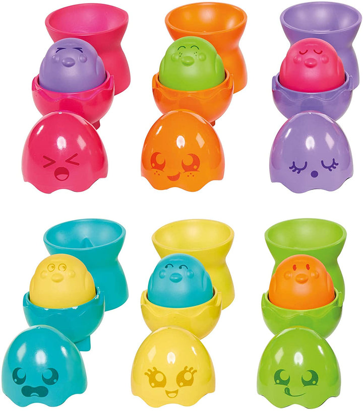 TOMY Toomies Hide and Squeak Big Egg Stacker Babyspielzeug, pädagogischer Formsortierer