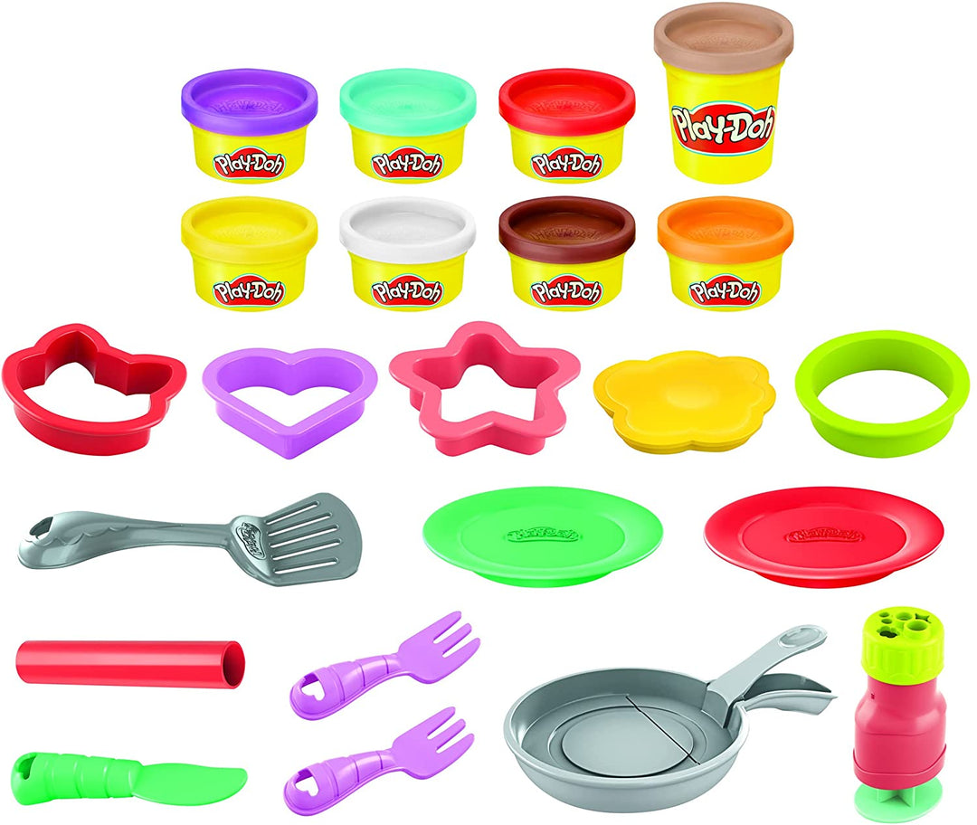 Play-Doh Kitchen Creations Ensemble de jeu Flip &#39;n Pancakes 14 pièces pour le petit-déjeuner pour les enfants de 3 ans