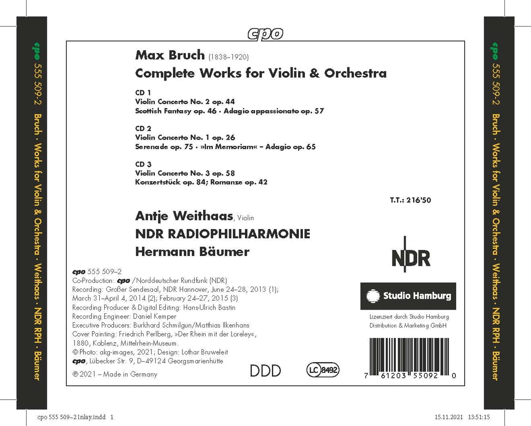 Antje Weithaas - Bruch: Complete Violin Works [Antje Weithaas; NDR Radio Philharmonic; Herbert Bäumer ] [Cpo: 555509-2] [Audio CD]