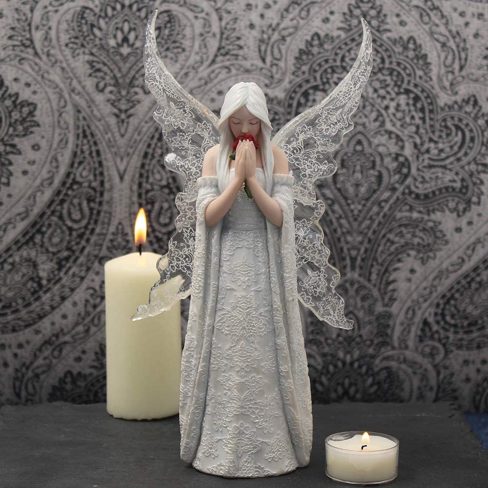 Nemesis Now B2798G6 Love Remains Anne Stokes Figur, 26 cm, Weiß, Kunstharz
