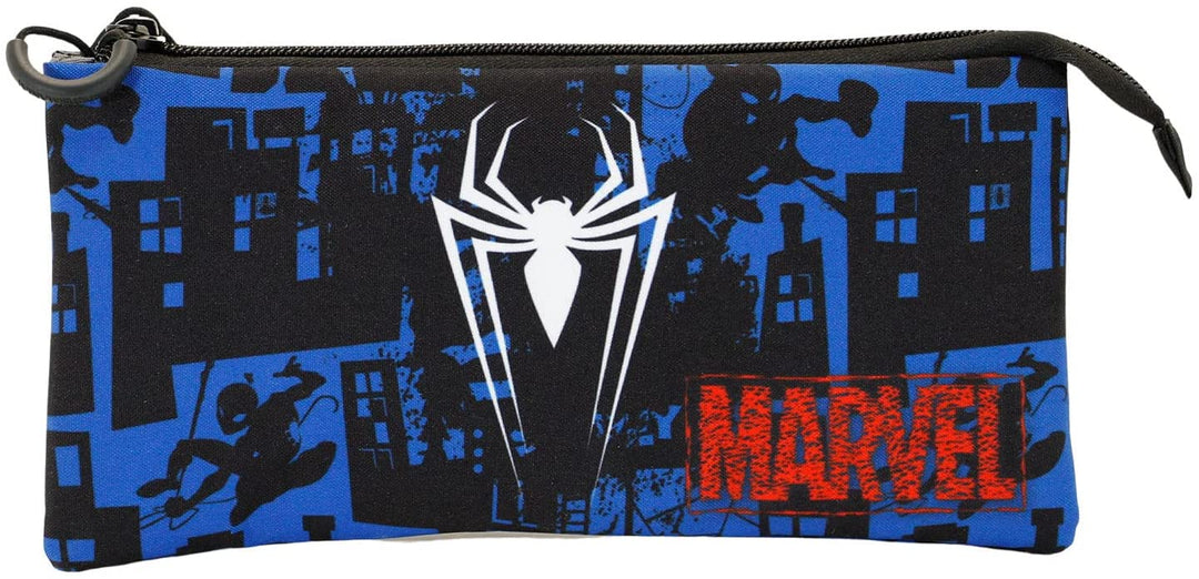 Spiderman Sky-Fan Triple Pencil Case, Blue