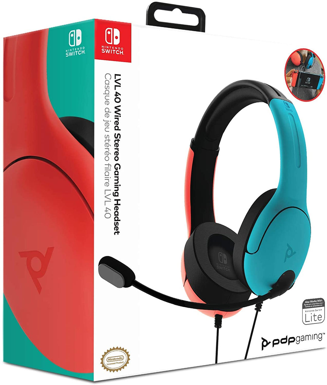 PDP LVL40 Wired Stereo Headset for NS -Joycon Blue/Red