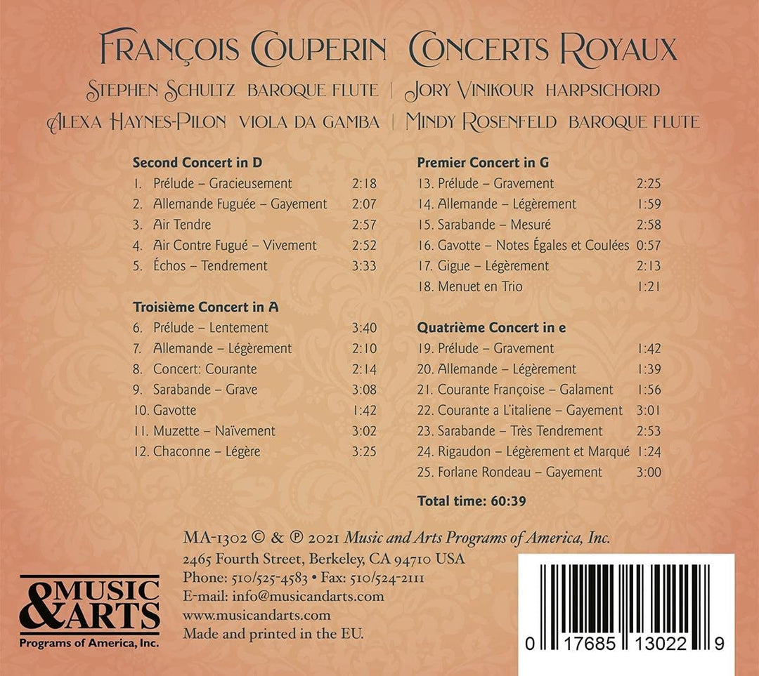 Couperin: Concerts Royaux [Stephen Schultz; Jory Vinikour; Alexa Haynes-Pilon; Mindy Rosenfeld] [Musik &amp; Kunst: MA 1302] [Audio CD]