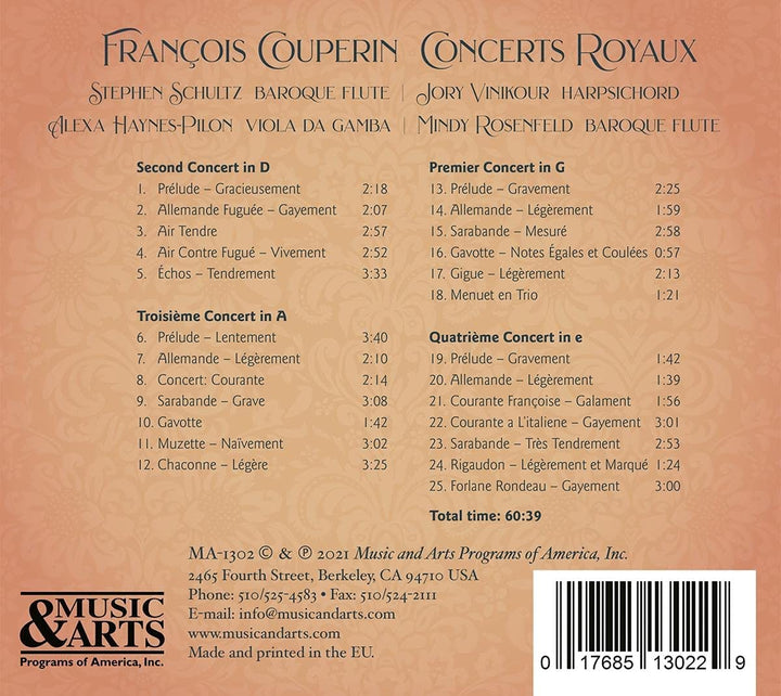 Couperin: Concerts Royaux [Stephen Schultz; Jory Vinikour; Alexa Haynes-Pilon; Mindy Rosenfeld] [Musik &amp; Kunst: MA 1302] [Audio CD]
