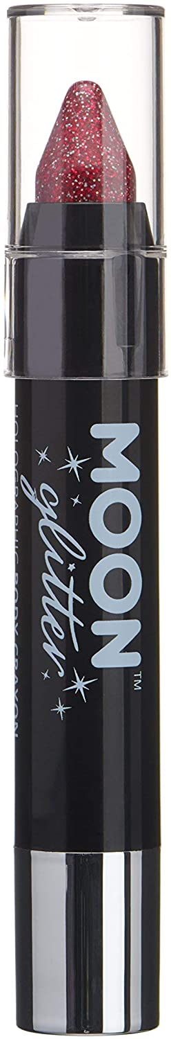 Holografischer Glitzer-Farbstift, Körperkreiden-Make-up für Gesicht und Körper von Moon Glitter, 3,5 g, Rot
