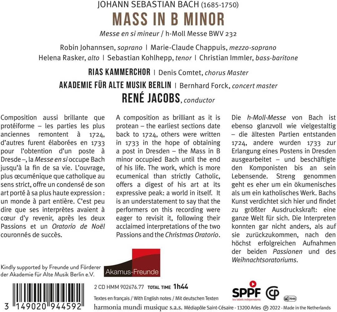 Bach: Mass In B Minor, Bwv232 [Audio CD]