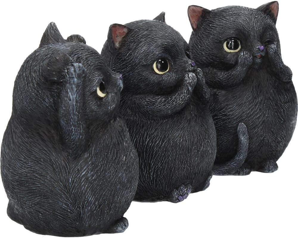 Nemesis Now Three Wise Fat Cats 8.5cm Figurine, Resin, Black