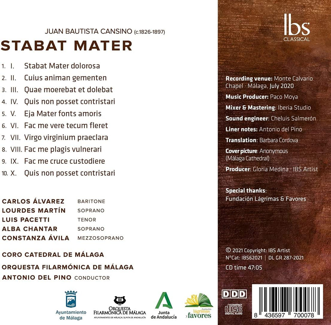 Cansino: Stabat Mater [Carlos Álvarez; Lourdes Martin; Luis Pacetti; Antonio del Pino] [Ibs Classical: IBS62021] [Audio CD]