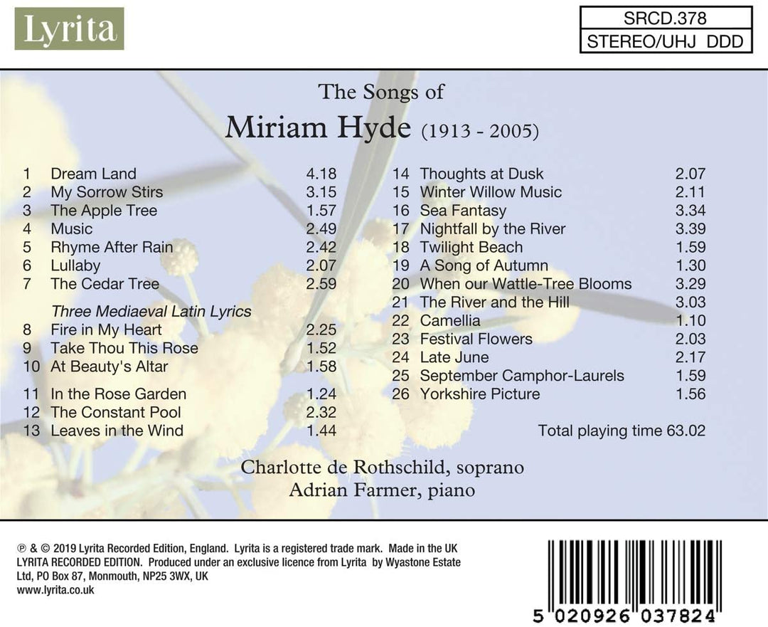 The Songs of Miriam Hyde [Audio CD]