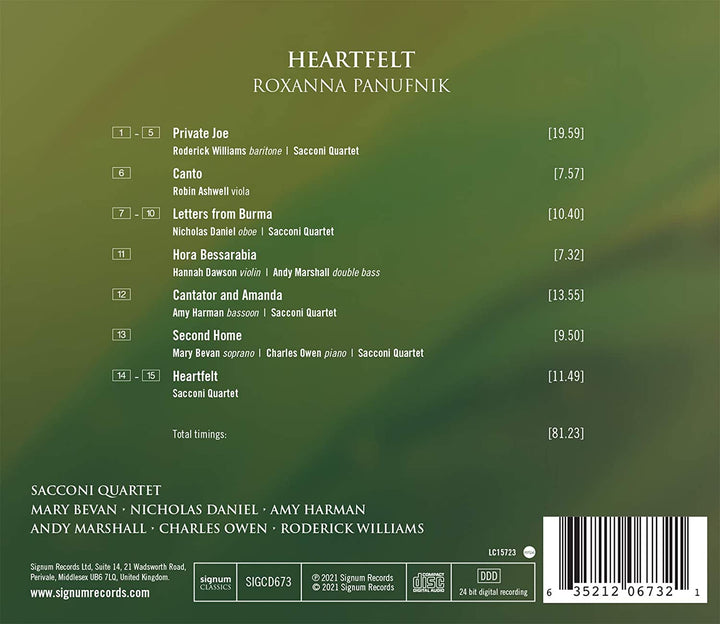 Bevan,M. - Roxanna Panufnik: Heartfelt [Audio CD]