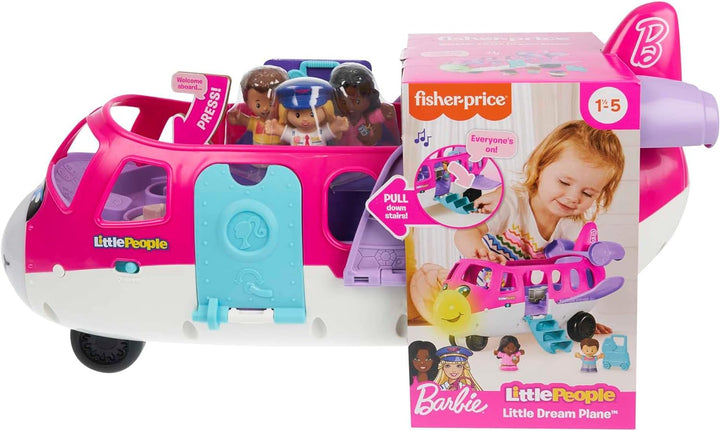 Fisher-Price Little People Barbie-Spielzeugflugzeug für Kleinkinder mit Lichtmusik und Musik
