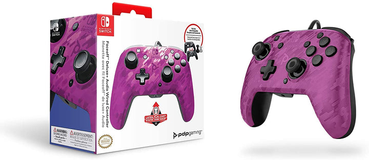 PDP Nintendo Switch Faceoff Deluxe+ Audio Wired Controller - Purple Camo, 500-134-EU-CM05