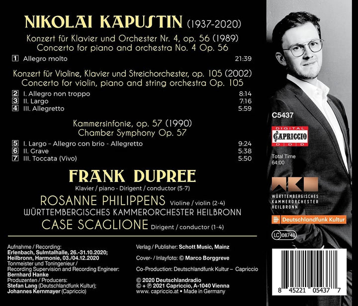 Kapustin: Piano Concerto No. 4 [Frank Dupree; Rosanne Philippens; Meinhard Jenne; Württembergisches Kammerorchester; Case Scaglione] [Capriccio: C5437] [Audio CD]