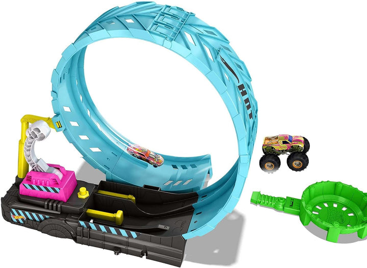 Hot Wheels Monster Trucks Glow in the Dark Epic Loop Challenge Playset with Launcher