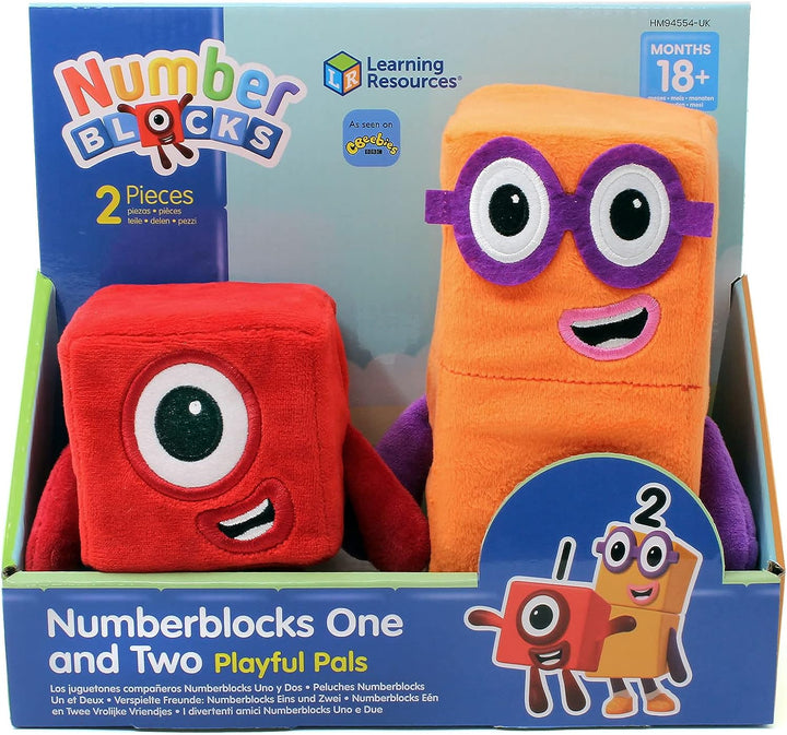 Learning Resources HM94554-UK One and Two Playful Pals, Numberblocks Plush Squishy Soft Tactile Toys