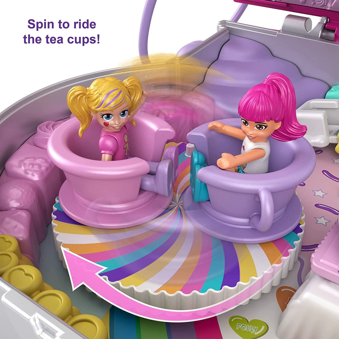 Polly Pocket Candy Cutie Gumball Compact, Gumball Theme with Micro Polly & Margot Dolls, 5 Reveals & 13 Related Accessories