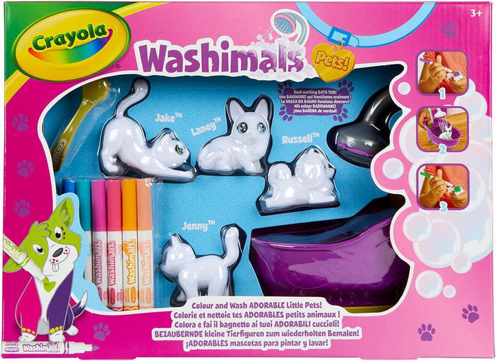 CRAYOLA Washimals Pet Set - Wellness Set for Pet Toy Figures Set for Painting and Bathing, Laundry Salon for Dogs, Rabbits and Cats