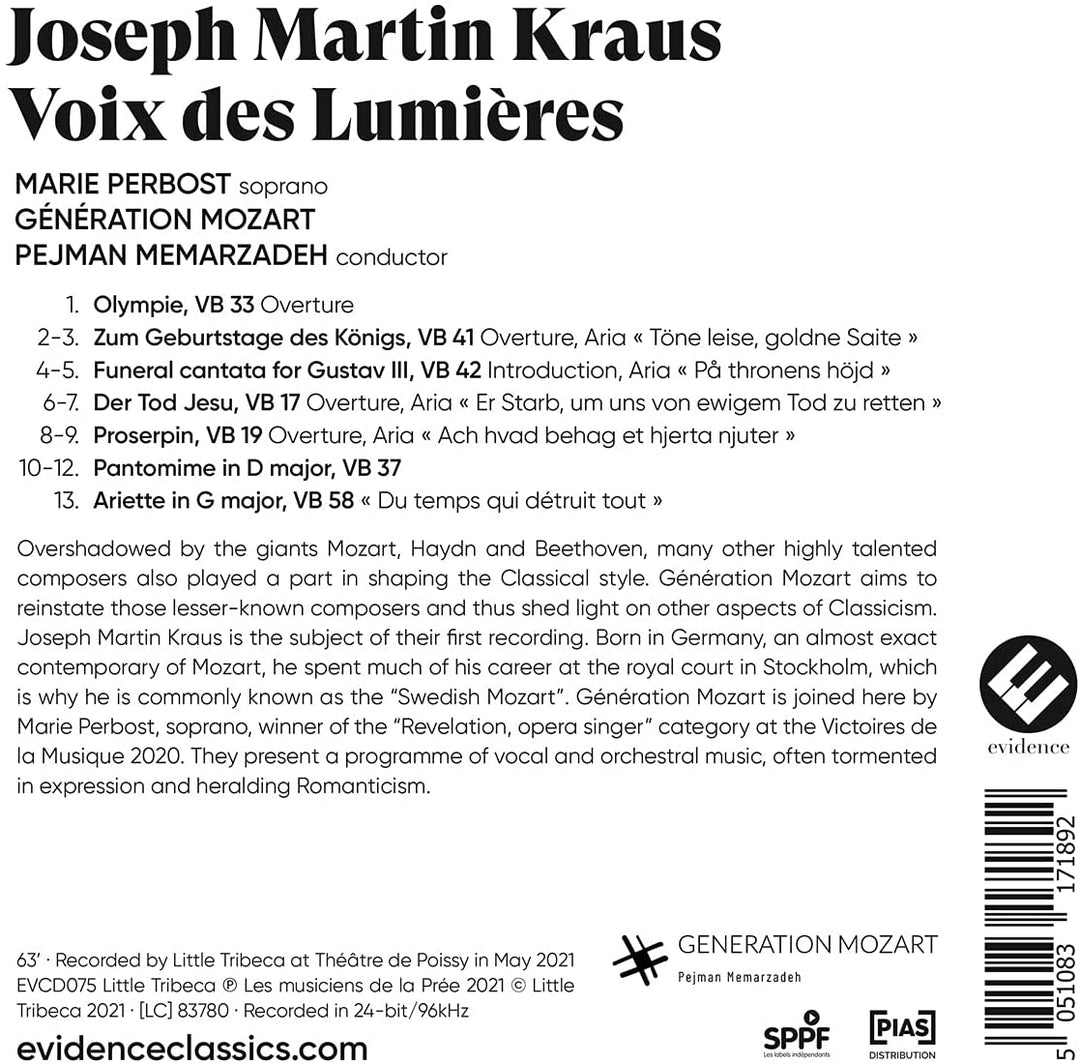 Joseph Martin Kraus: Voix Des Lumières [Audio CD]