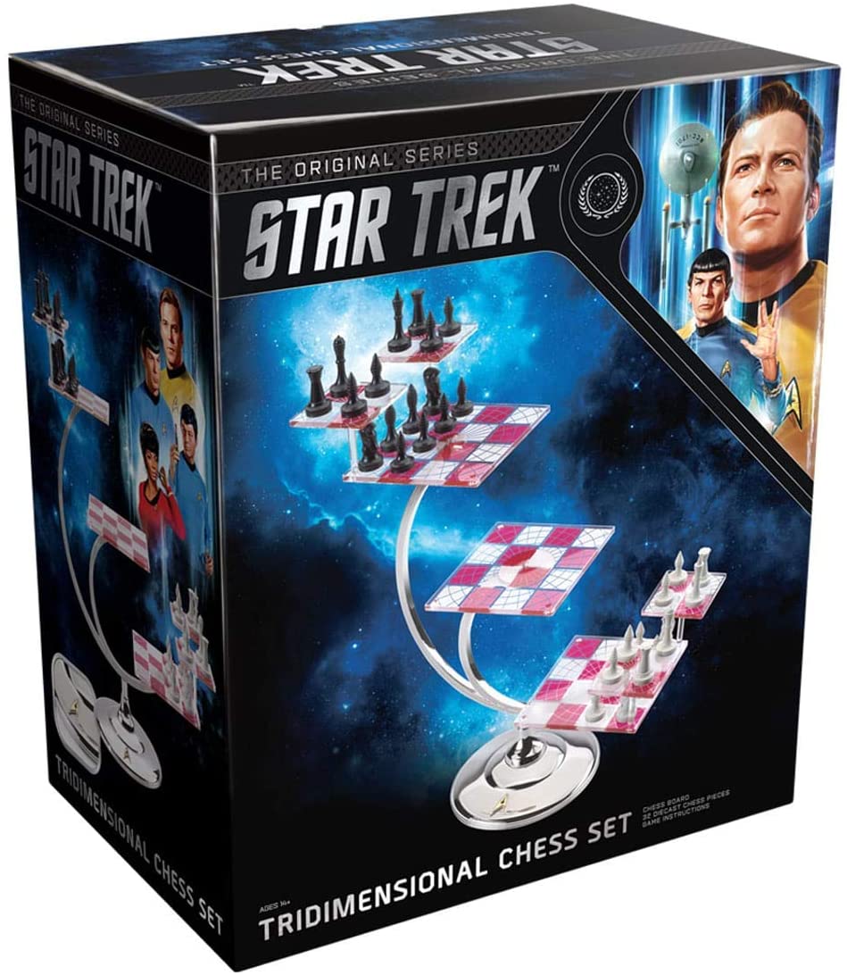 The Noble Collection Star Trek Tri-Dimensional Chess Set - 32 Highly Detailed Plastic Chess Pieces - Officially Licensed Star Trek TV Show Game Gifts