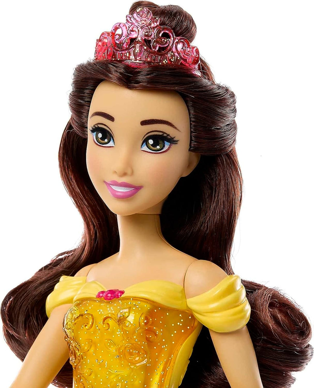 Disney Princess Toys, bewegliche Modepuppe Belle mit glitzernder Kleidung und Zubehör