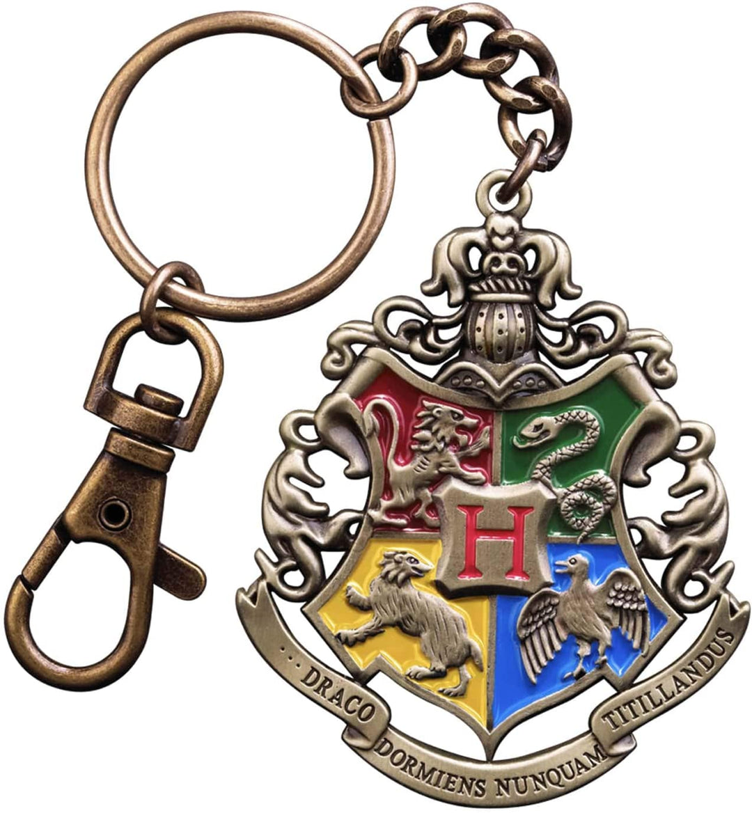 The Noble Collection Harry Potter Hogwarts Crest Keychain - 2in (4.5cm) Hand-enamelled Hogwarts School Keychain - Harry Potter Film Set Movie Props Gifts Merchandise