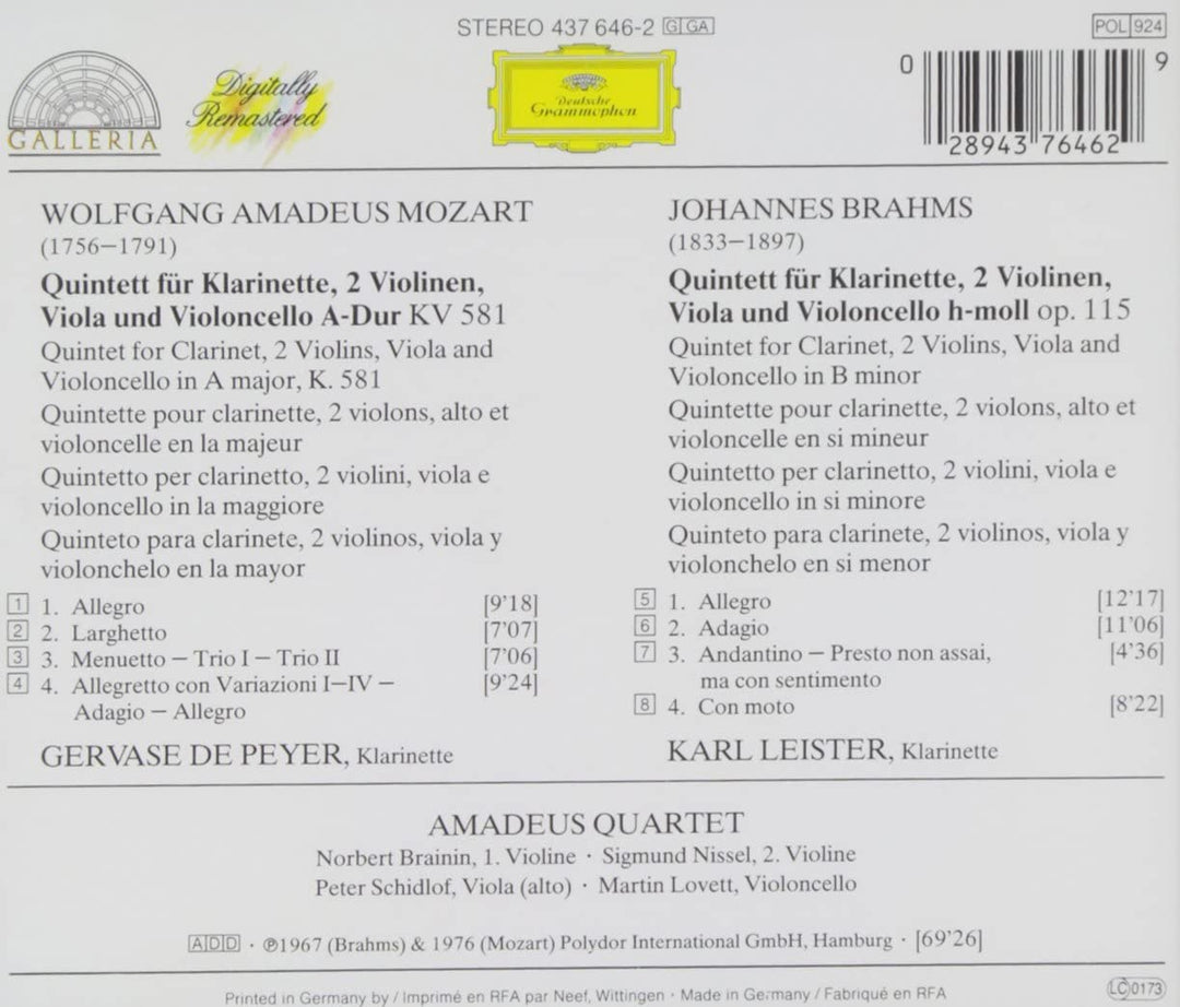 Brahms, Johannes - Brahms/Mozart: Clarinet Quintets [Audio CD]