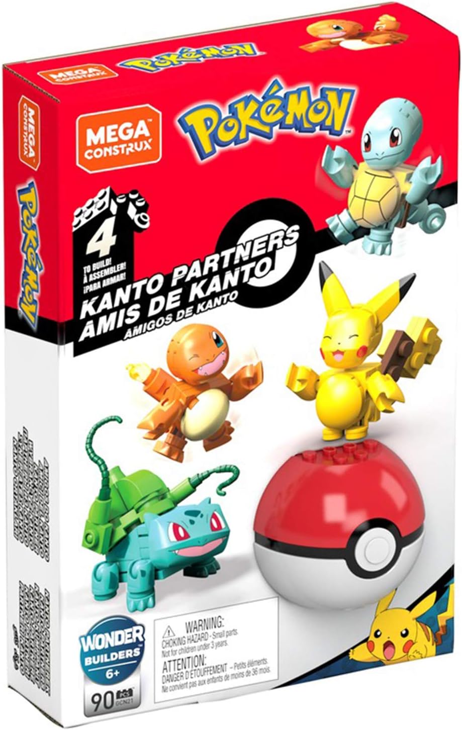 Mega Construx Pokemon Poke Ball and Figures Kanto Friends Building Brick Set 90 Pieces for Children