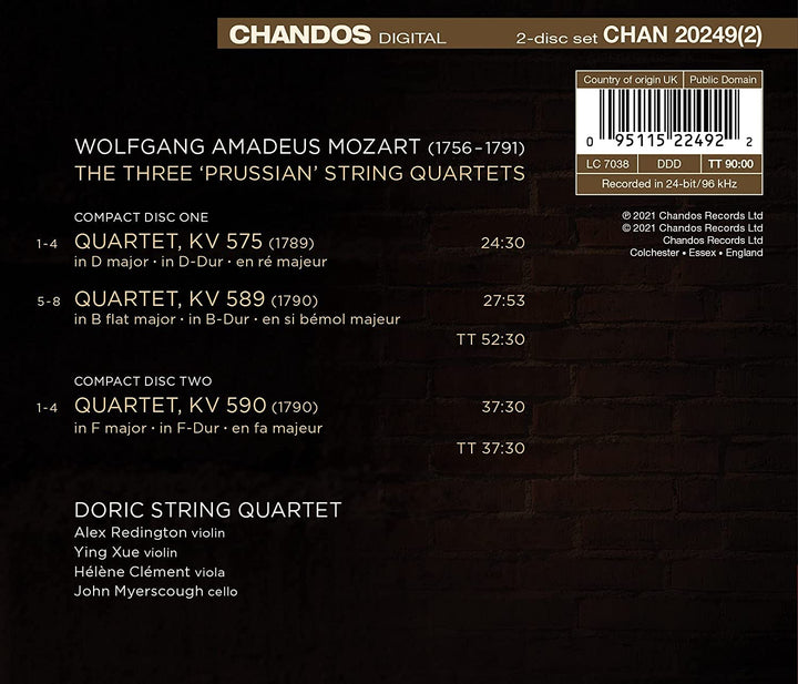 Mozart: Prussian Quartets [Doric String Quartet] [Chandos Records: CHAN 20249(2)] [Audio CD]