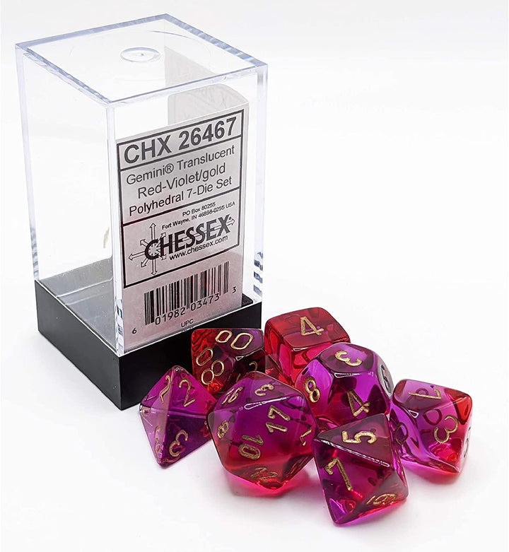 Gemini Polyhedral Dice Set | Set of 7 Dice in a Variety of Sizes Designed for Roleplaying Games