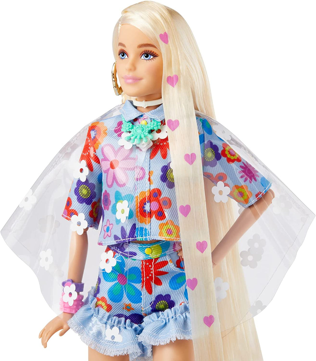 Barbie Extra Doll #12 in Floral 2-Piece Outfit with Pet Bunny, for 3 Year Olds &